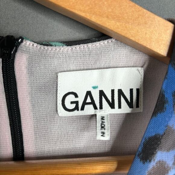 Ganni Leopard Print Cutout Mini Dress Multicolor Size 4 - Picture 7 of 8